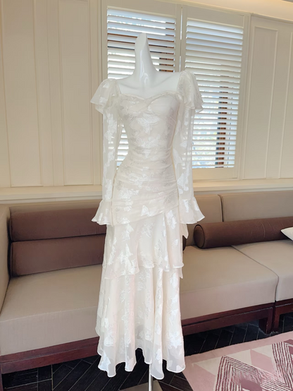 Vintage Prom Dresses Mermaid Sweetheart Long Sleeves Lace Prom Dress Inspiration Long Prom Dresses AU145