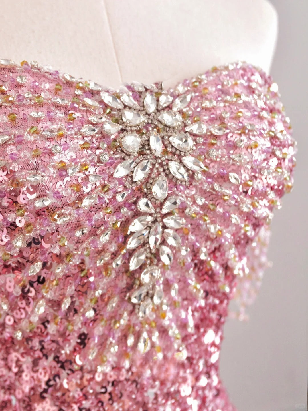 Glitter Ball Gown Sweetheart Pink Silver Sequined Prom Dresses Long Evening Party Formal Outfits RB6612
