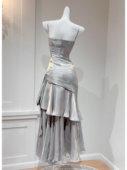 Modest Prom Dresses Mermaid Spaghetti Strap Sleeveless Satin Prom Dress Inspiration Long Prom Dresses AU161