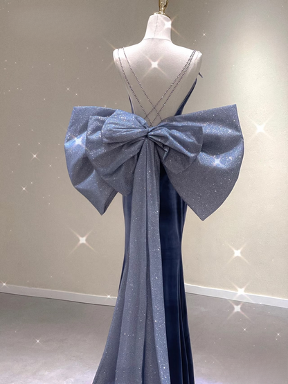 Timeless Mermaid Spaghetti Straps Navy Blue Sequin Long Prom Dresses Party Dress Birthday Outfits Graduation Dress AU162