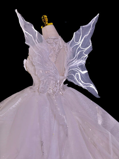 Fairy-tale Ball Gown Sweetheart With Sleeves Tulle Brides Gown Bridal Dress Wedding Dresses Style RB6615