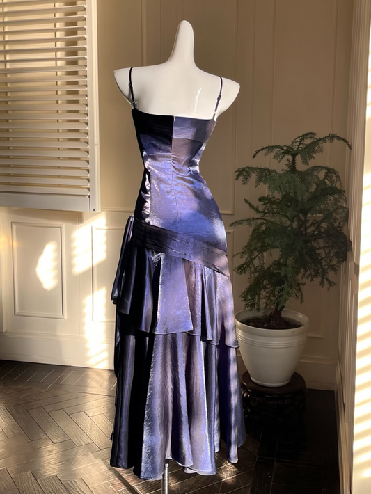 Modest Prom Dresses Mermaid Spaghetti Strap Sleeveless Satin Prom Dress Inspiration Long Prom Dresses AU161