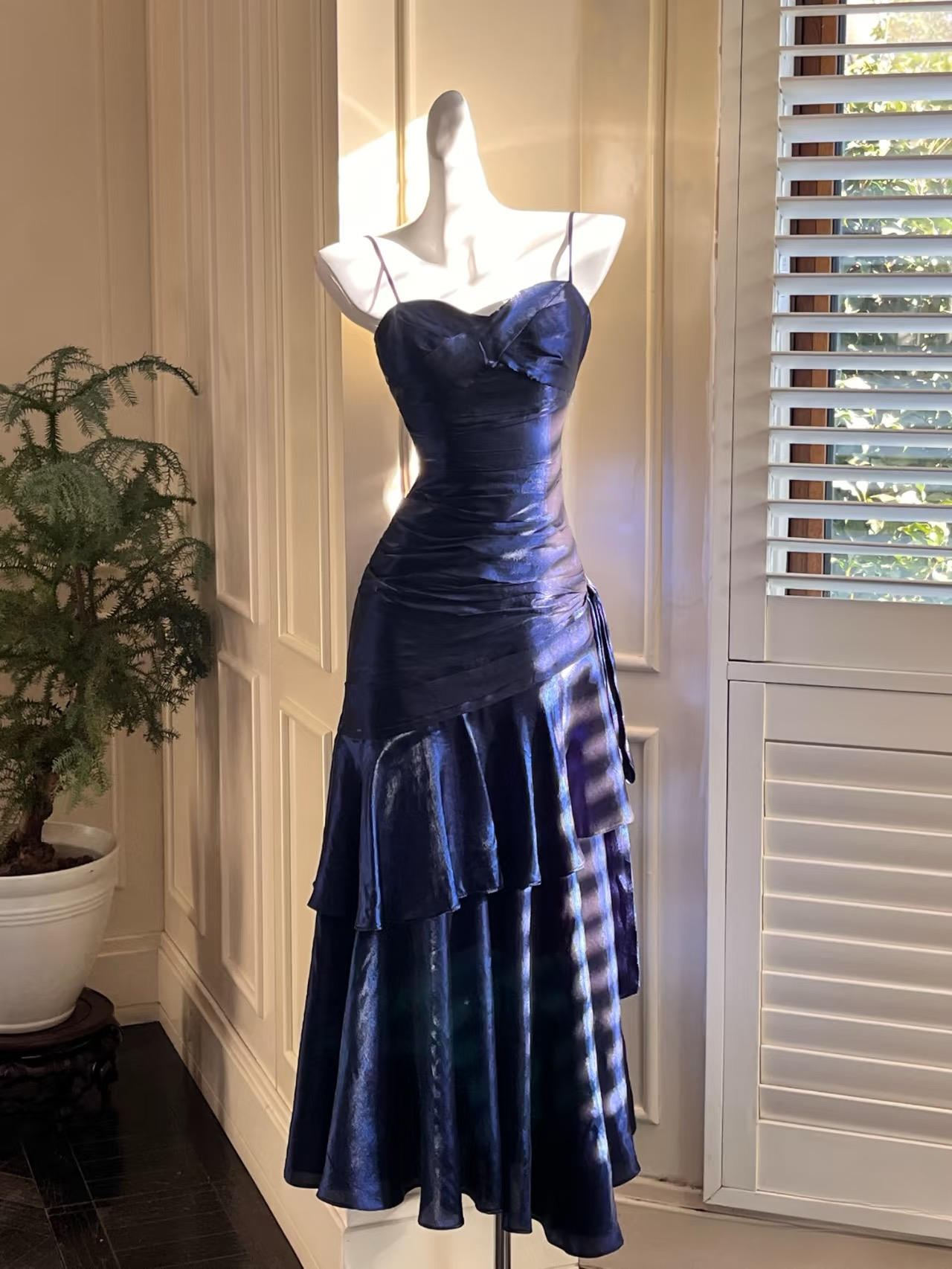 Modest Prom Dresses Mermaid Spaghetti Strap Sleeveless Satin Prom Dress Inspiration Long Prom Dresses AU161