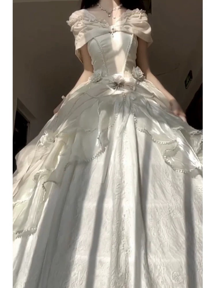 Modest Quinceanera Dresses Ball Gown Off The Shoulder White Birthday Gowns Vestidos De 15 Anos Formal Party Long Sweet 16 Dress AU167