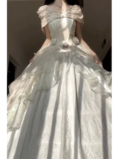 Modest Quinceanera Dresses Ball Gown Off The Shoulder White Birthday Gowns Vestidos De 15 Anos Formal Party Long Sweet 16 Dress AU167