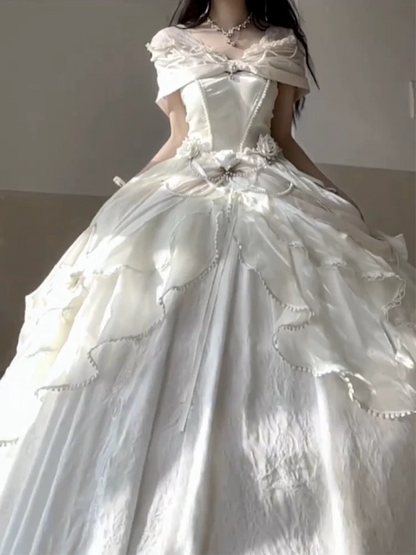 Modest Quinceanera Dresses Ball Gown Off The Shoulder White Birthday Gowns Vestidos De 15 Anos Formal Party Long Sweet 16 Dress AU167