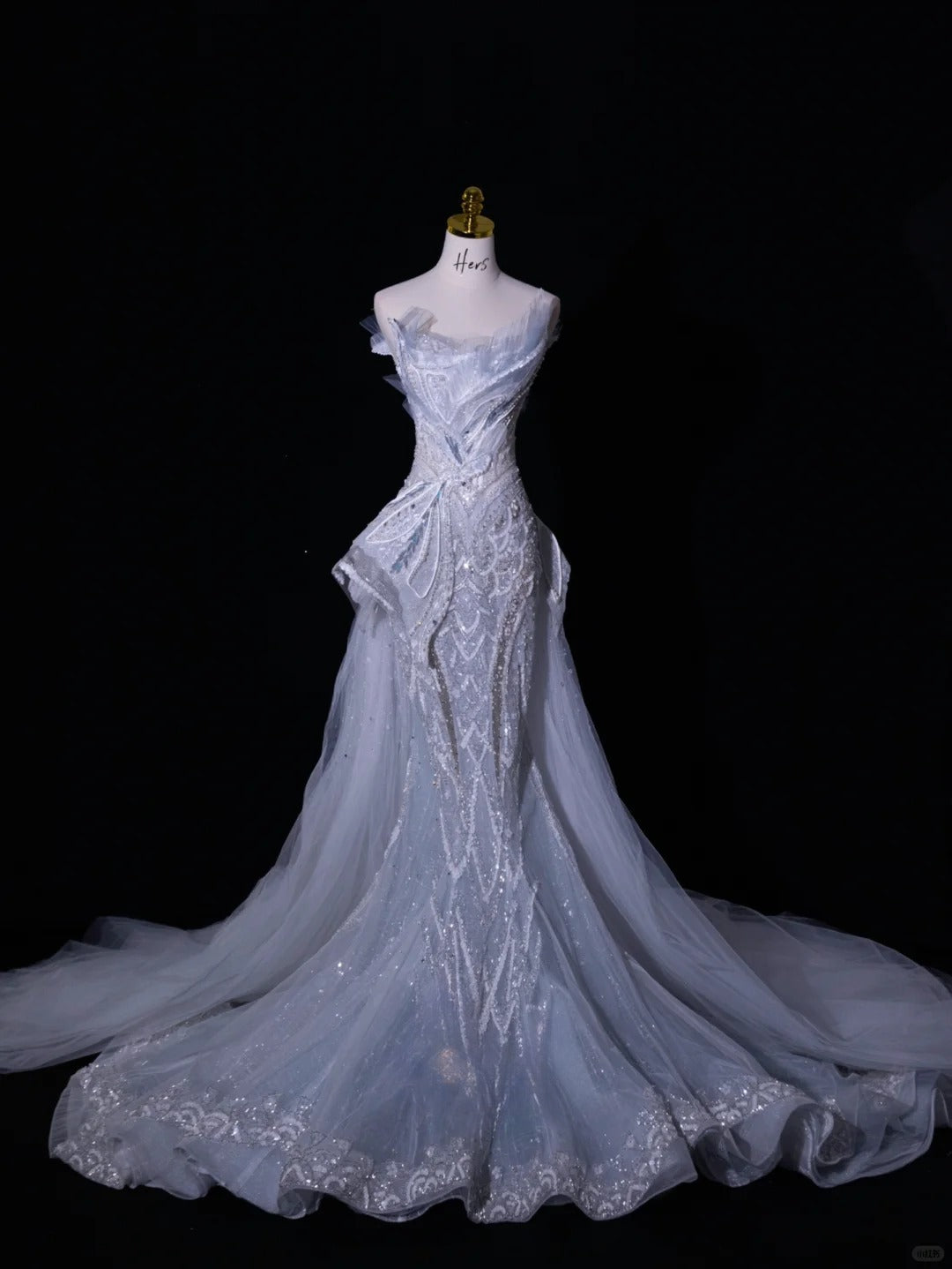 Fairy-tale Mermaid Strapless With Pearls Tulle Brides Gown Bridal Dress Wedding Dresses Style RB6616