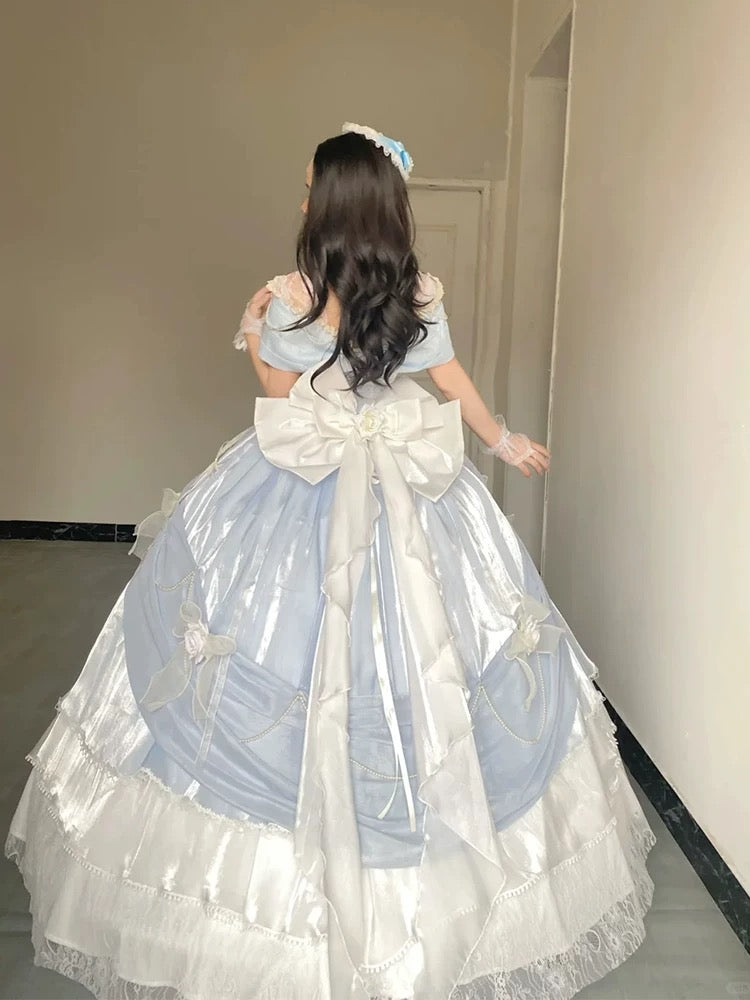 Modest Quinceanera Dresses Ball Gown Off The Shoulder Blue Birthday Gowns Vestidos De 15 Anos Formal Party Long Sweet 16 Dress AU168