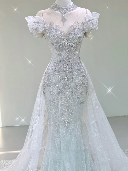 Sparkle Mermaid Off The Shoulder Light Sky Blue Sequin Long Prom Dresses Party Dress Birthday Outfits Graduation Dress AU172