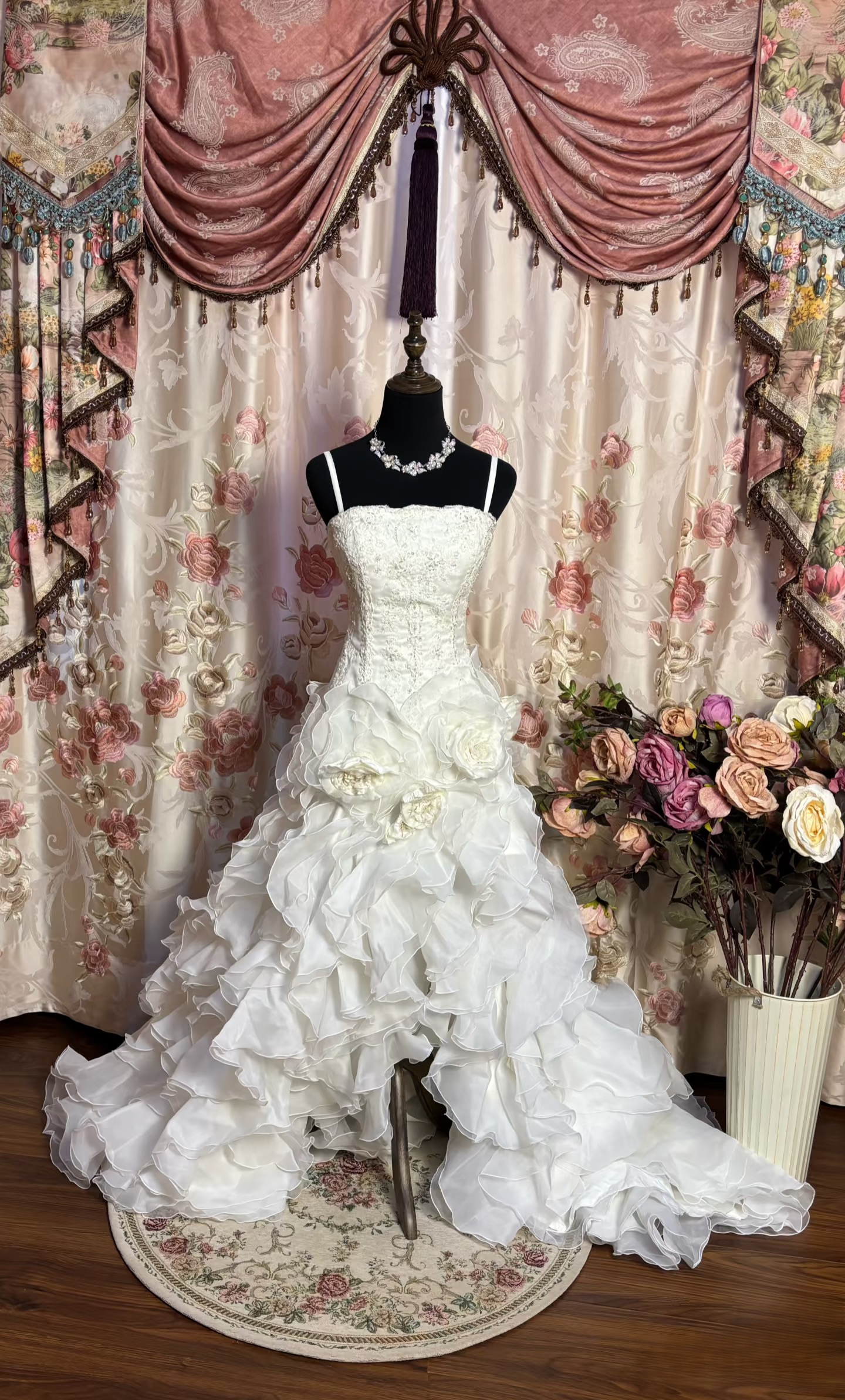 Retro High Low Spaghetti Strap 60s White Fitted Corset Bride Gown Long Wedding Dresses U173