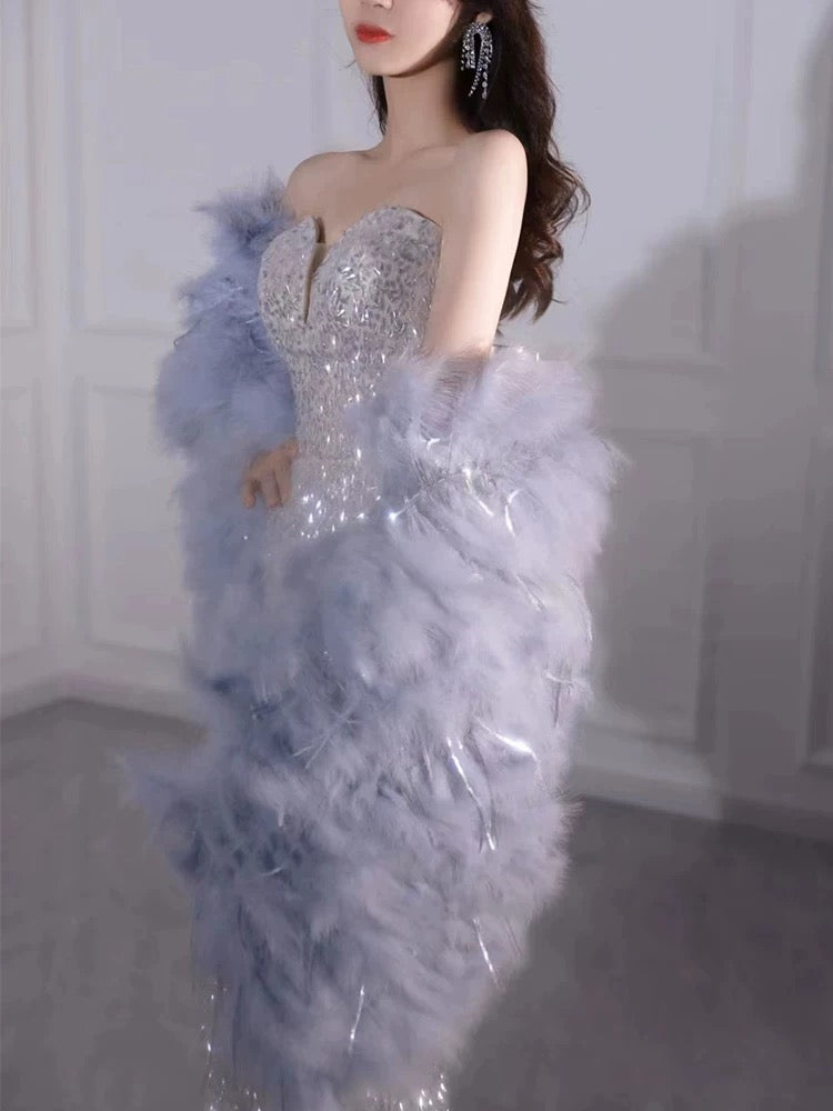 Sexy Mermaid Sweetheart Silver Sequin Prom Dress Inspiration Long Party Formal Prom Dresses AU175