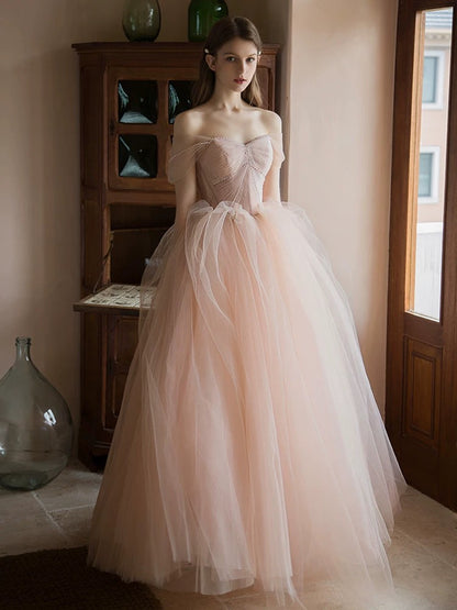 Beautiful Ball Gown Off The Shoulder Pink Lace Prom Dress Inspiration Long Party Formal Prom Dresses AU182