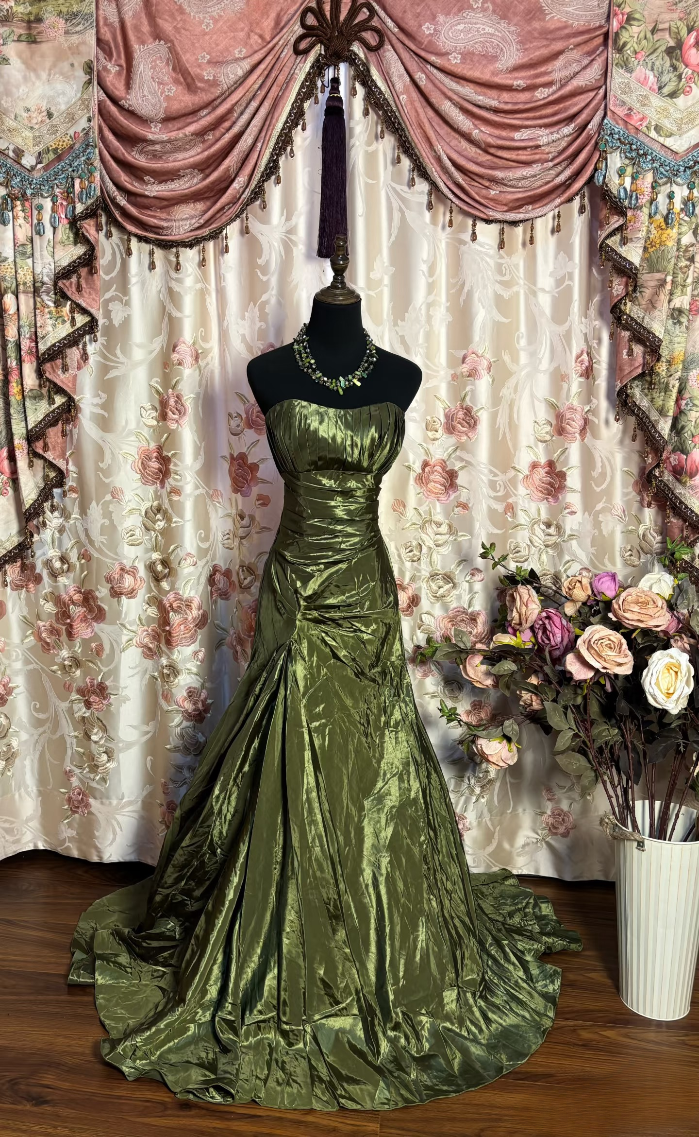 Retro Prom Dresses Mermaid Sweetheart Vintage Fashion Inspiration Green Long Prom Dresses Party Dress Prom Gowns AU182