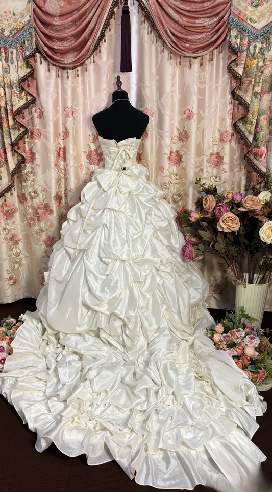 Retro Ball Gown Sweetheart 70s Fitted Corset Bride Gown Long Wedding Dresses Bride Dress AU188