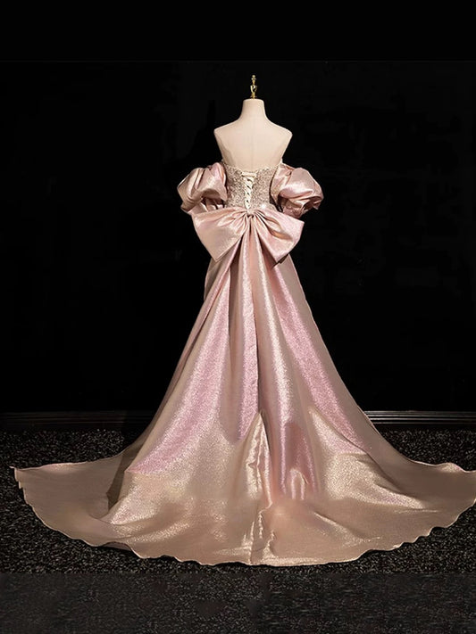 Sexy A Line Strapless Sequin Long Prom Dresses With Sleeves Party Dress Birthday Outfits Graduation Dress AU191