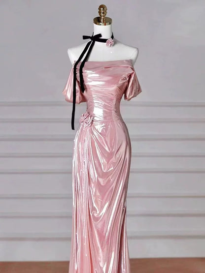 Sexy Mermaid Off The Shoulder Pink Sequin Prom Dress Inspiration Long Party Formal Prom Dresses AU193