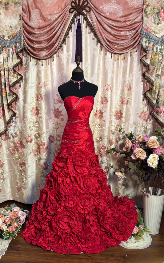 Retro Prom Dresses Mermaid Sweetheart Vintage Fashion Inspiration Red Satin Long Prom Dresses Party Dress Prom Gowns AU198