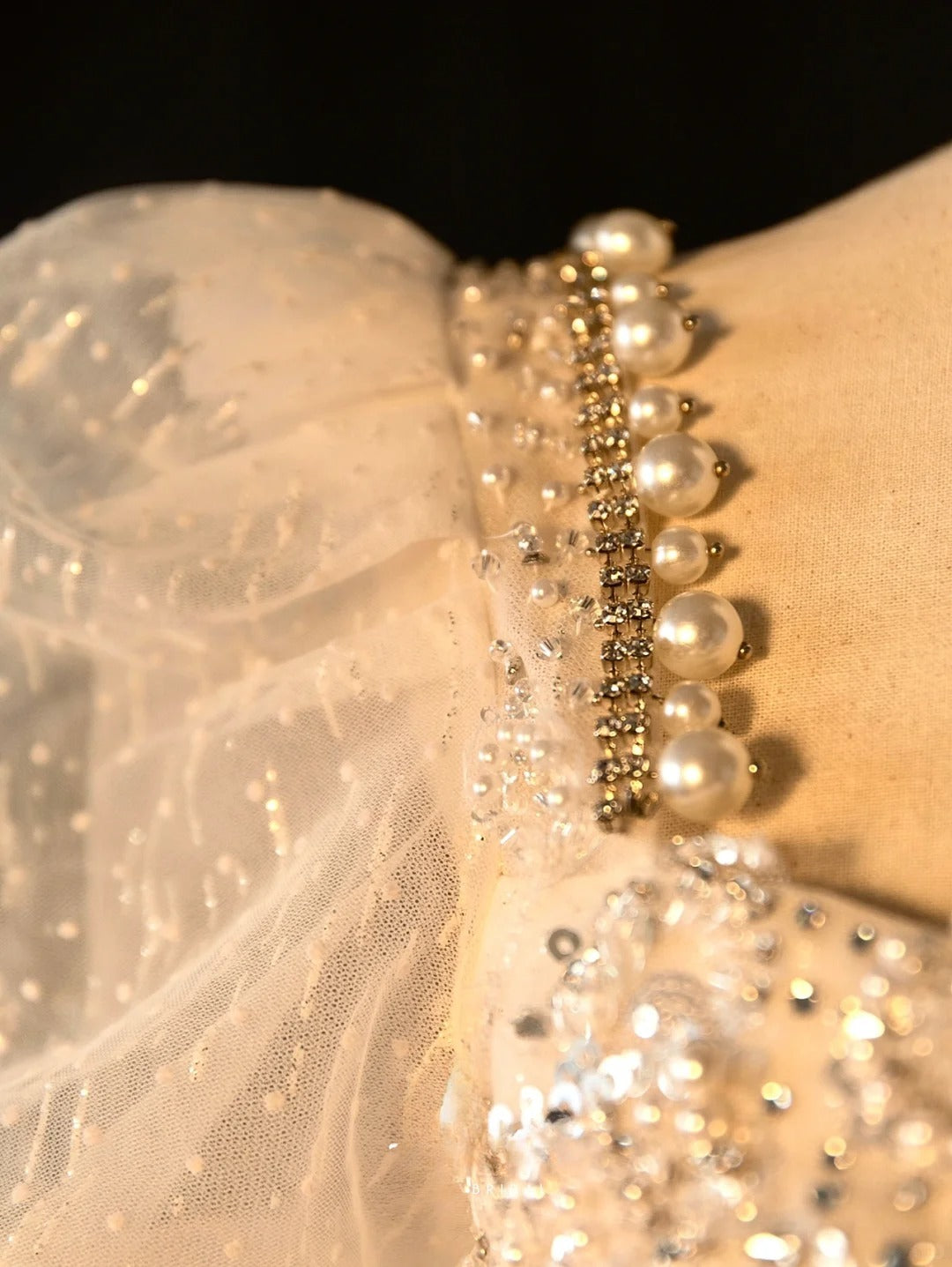 Fairy-tale Ball Gown Square Neck With Half Sleeves Pearls Sequined Long Brides Gown Bridal Dress Wedding Dresses Style RB6628