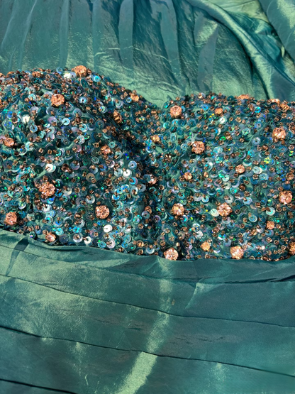 Retro Prom Dresses Mermaid Sweetheart Vintage Fashion Inspiration Teal Blue Taffeta Long Prom Dresses Party Dress Prom Gowns AU200