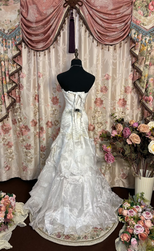Vintage Prom Dresses 90s Formal Mermaid Inspo Sweetheart White Taffeta Long Prom Gowns AU204