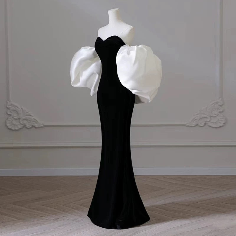 Classy Mermaid Sweetheart Sleeveless Black Long Prom Dresses Party Formal Graduation Dress AU205