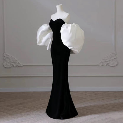 Classy Mermaid Sweetheart Sleeveless Black Long Prom Dresses Party Formal Graduation Dress AU205