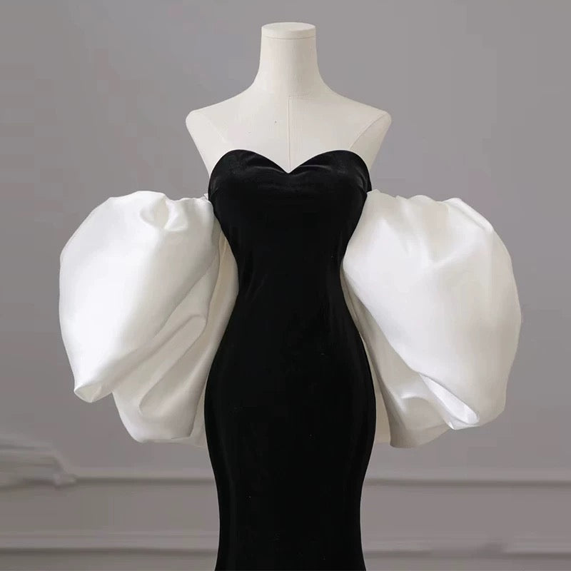 Classy Mermaid Sweetheart Sleeveless Black Long Prom Dresses Party Formal Graduation Dress AU205