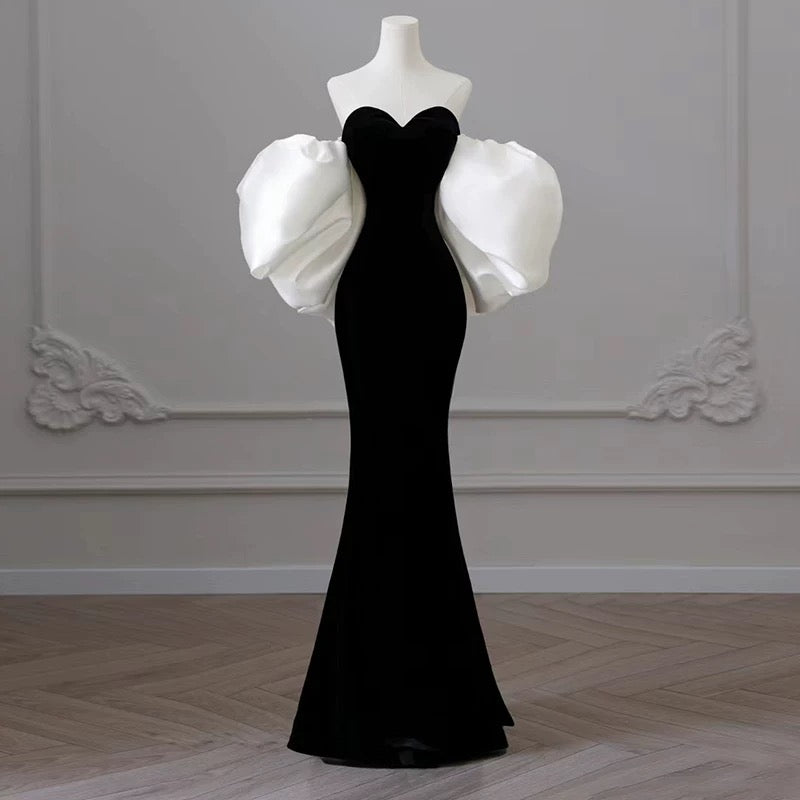 Classy Mermaid Sweetheart Sleeveless Black Long Prom Dresses Party Formal Graduation Dress AU205