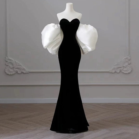 Classy Mermaid Sweetheart Sleeveless Black Long Prom Dresses Party Formal Graduation Dress AU205