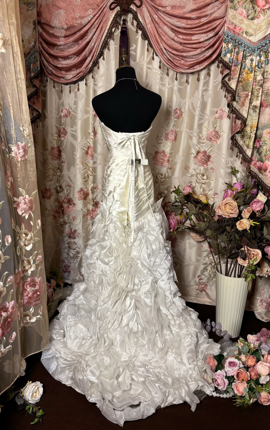 Retro Mermaid Sweetheart Satin 70s White Fitted Corset Long Wedding Dress Bride Gowns Brides Dresses AU215