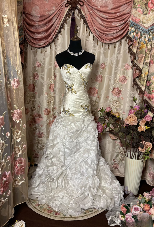 Retro Mermaid Sweetheart Satin 70s White Fitted Corset Long Wedding Dress Bride Gowns Brides Dresses AU215