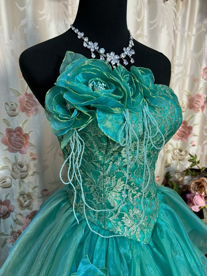 Chic Ball Gown Strapless Shiny Long Quinceanera Dress Sweet 15 16 Birthday Party Dresses AU217