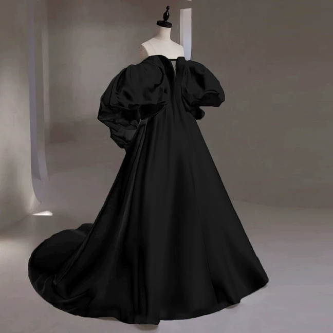 Charming Ball Gown Sweetheart Black Satin Prom Dresses Inspiration Prom Dress Princess Graduation Dress AU219