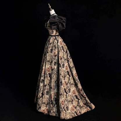 Sexy Ball Gown Straps Black Floral Prom Dress Inspiration Long Party Formal Prom Dresses AU220