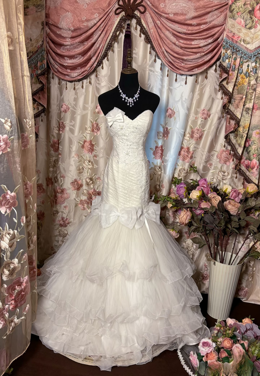 Retro Mermaid Sweetheart Neckline 60s White Fitted Corset Bride Gown Long Wedding Dresses AU229