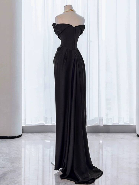 Charming Mermaid Off The Shoulder Black Satin Prom Dresses Inspiration Prom Dress Princess Graduation Dress AU236