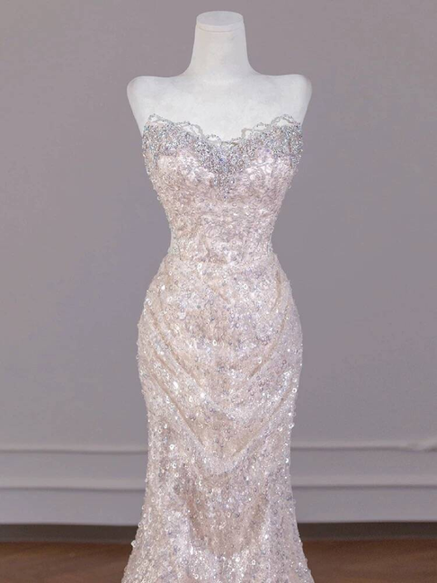 Modest Mermaid Sweetheart Sequin Long Prom Dresses Party Dress 21st Birthday Outfits Graduation Dress AU241