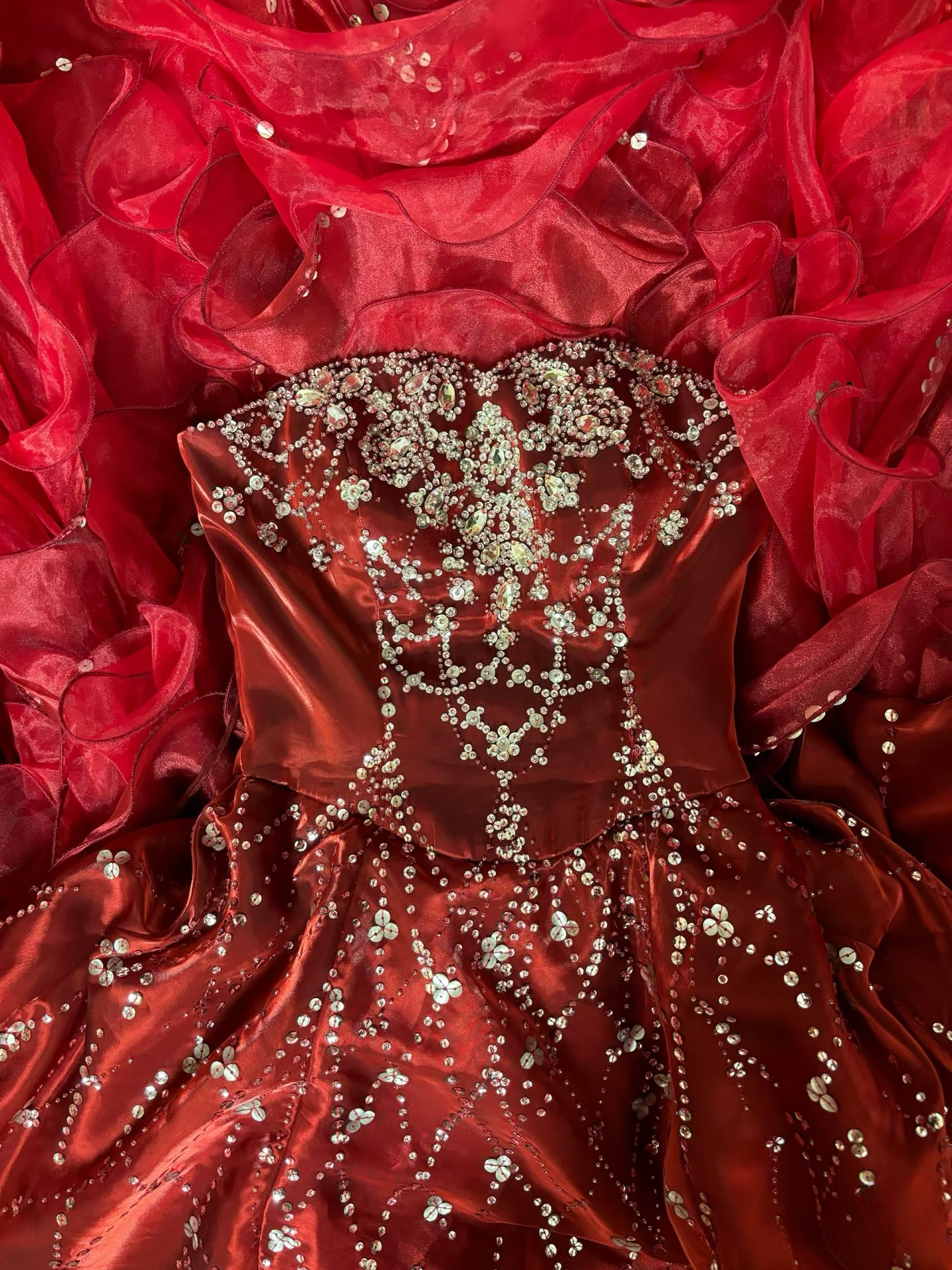 Retro Ball Gown Strapless Beads Burgundy Organza Long Prom Dresses 80s 70s Prom Gowns AU241