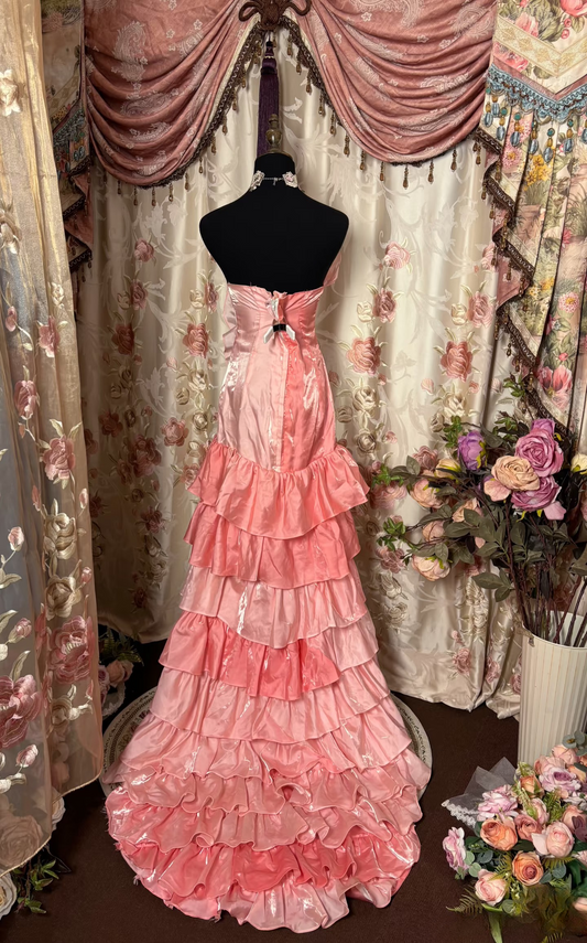 Vintage Prom Dresses 1950s Retro Classy Mermaid Sweetheart Inspo Pink Slit Long Prom Gown AU253