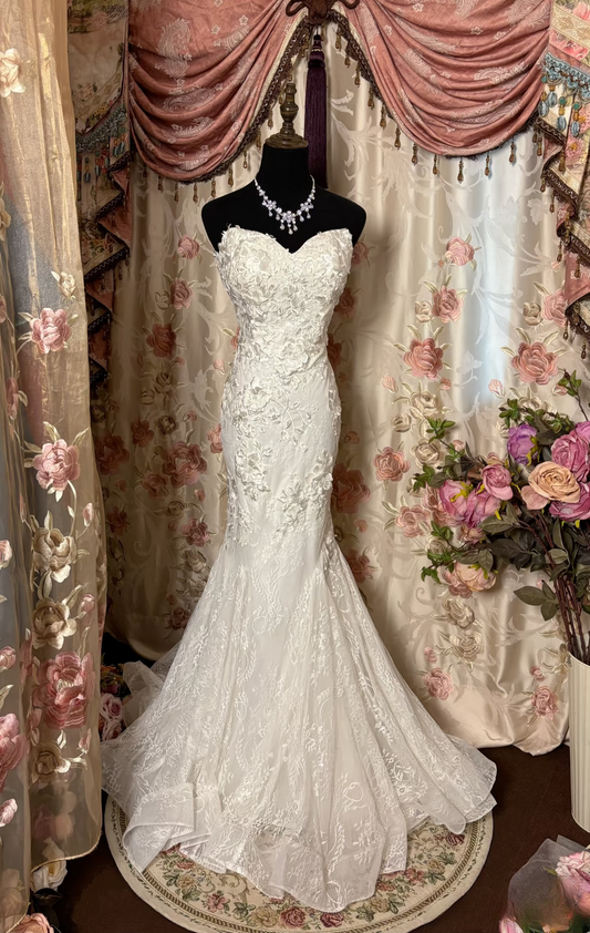 Vintage Mermaid Sweetheart 1950s White Fitted Corset Bride Dress Long Lace Appliques Classy Wedding Dresses AU259