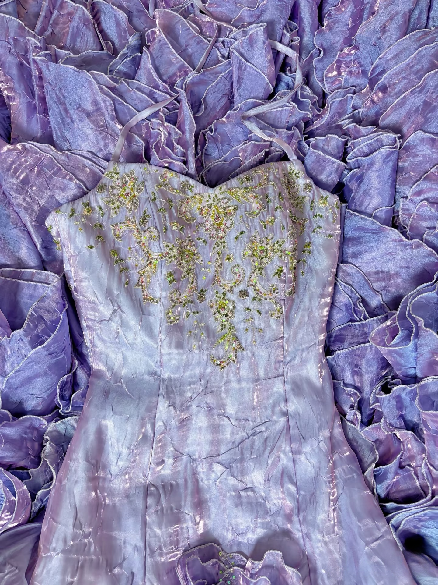 Vintage Ball Gown Halter Light Grape Lilac With Gold Beaded Long Quinceanera Dress Sweet 15 16 Dresses AU264