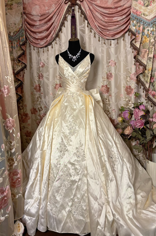 Retro Ball Gown Spaghetti Strap Ivory 70s Fitted Corset Bride Gown Long Wedding Dresses Brides Dress AU272