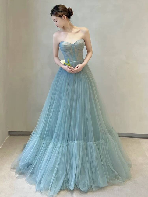 Classy Ball Gown Sweetheart Tulle Long Prom Dresses Party Dress 21st Birthday Outfits Graduation Dress AU276