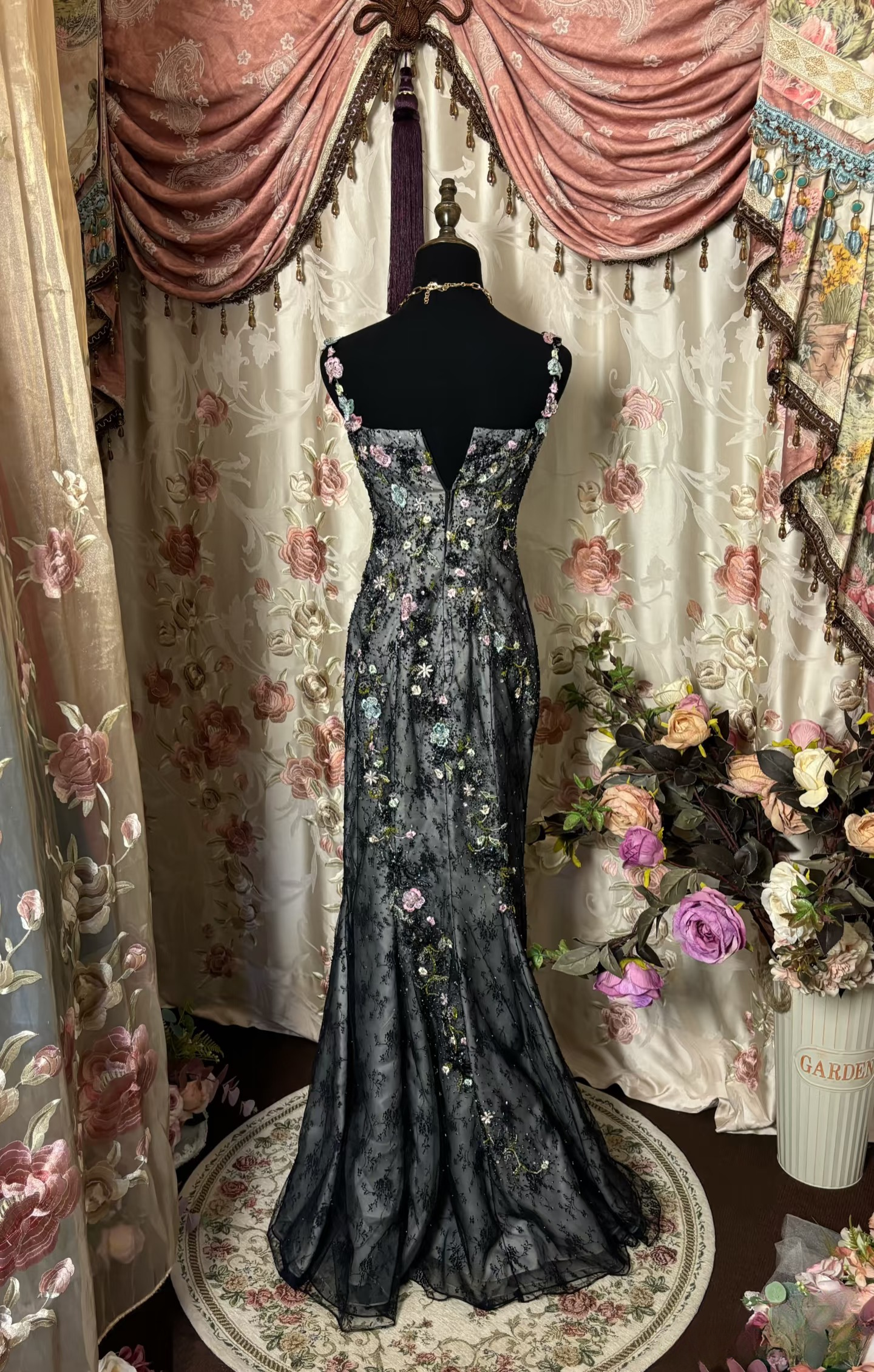 Vintage Mermaid Spaghetti Strap Gray Tulle With Beads Gem Long Prom Dresses Formal Party Teens Evening Gowns AU279