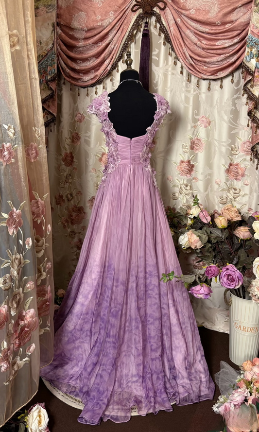 Modest A line Strap Lilac Sleeveless Chiffon Long Prom Dresses Formal Evening Gowns AU285