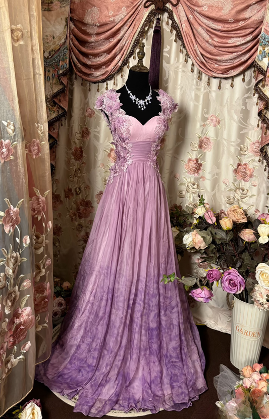 Modest A line Strap Lilac Sleeveless Chiffon Long Prom Dresses Formal Evening Gowns AU285