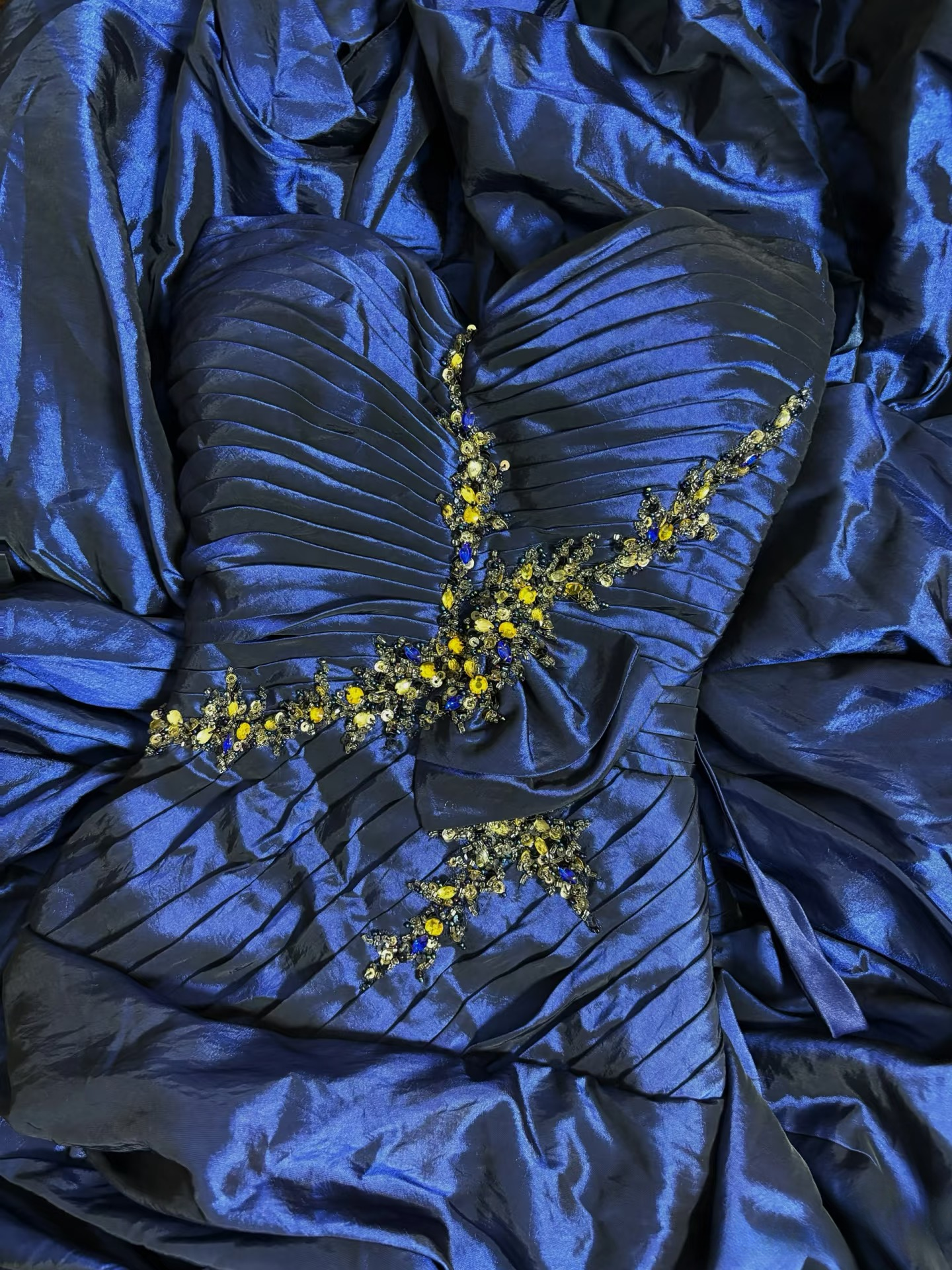 Vintage Mermaid Sweetheart 70s Sleeveless With Silver Beads Royal Blue Taffeta Long Prom Dresses Formal Evening Gowns AU291