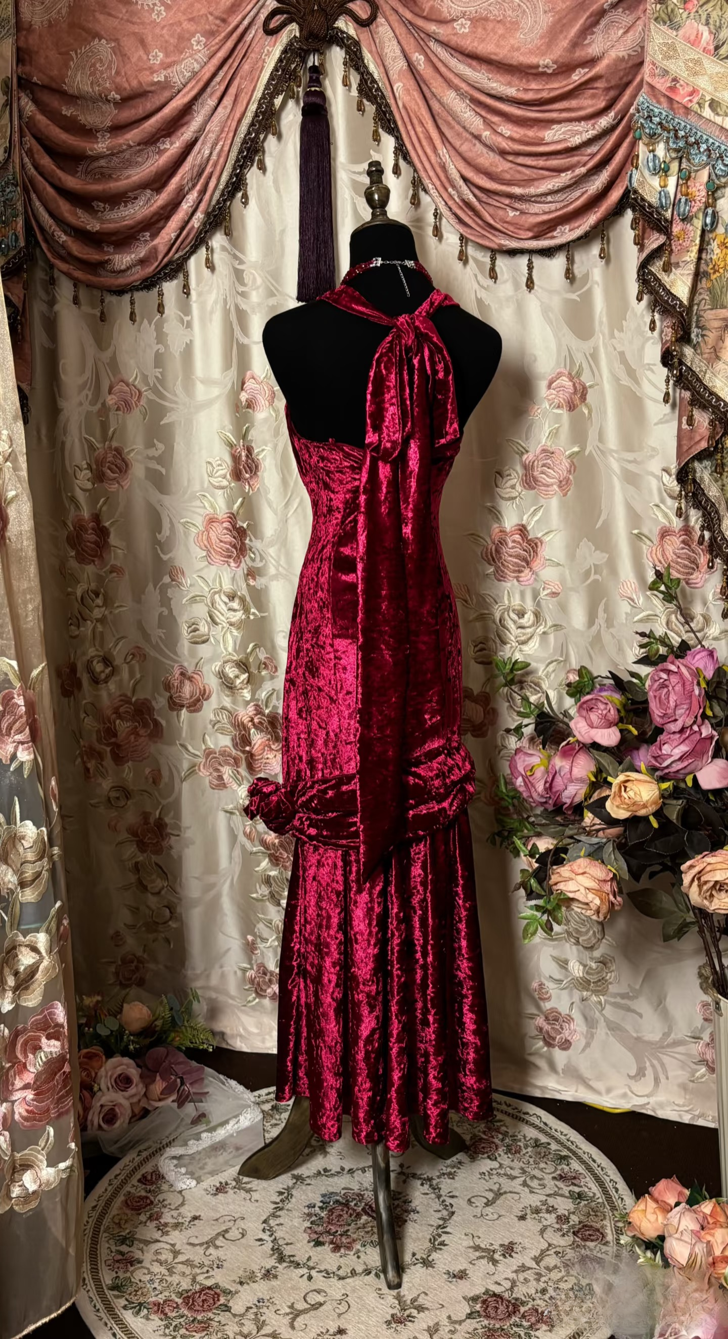 Vintage Mermaid Straps Fuchsia Sleeveless Long Prom Dresses Formal Party Teens Evening Gowns AU296