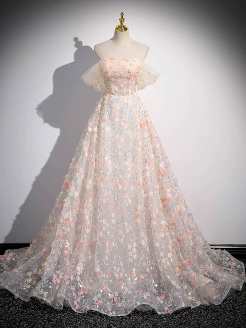 Beautiful Ball Gown Off The Shoulder Sequin Flowers Prom Dresses Inspiration Prom Dress Princess Graduation Dress AU297