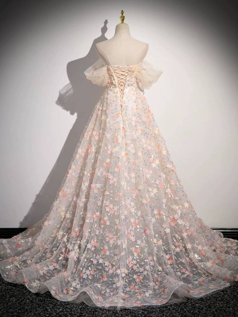 Beautiful Ball Gown Off The Shoulder Sequin Flowers Prom Dresses Inspiration Prom Dress Princess Graduation Dress AU297